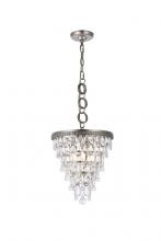 Elegant Lighting 1219D13AS/RC - Nordic 3 light antique silver Pendant Clear Royal Cut Crystal