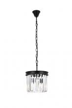 Elegant Lighting 1238D12MB/RC - Sydney 3 light Matte Black Pendant Clear Royal Cut Crystal