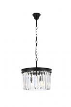 Elegant Lighting 1238D16MB/RC - Sydney 3 light Matte Black Pendant Clear Royal Cut Crystal
