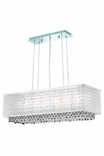 Elegant Lighting 1691D34C-CL03/RC - 1691 Moda Collection Hanging Fixture w/ Silver Fabric Shade L34in W12in H11in Lt:5 Chrome Finish (Ro
