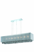 Elegant Lighting 1691D48C-CL03/RC - 1691 Moda Collection Hanging Fixture w/ Silver Fabric Shade L48.5in W12.5in H11in Lt:8 Chrome Finish