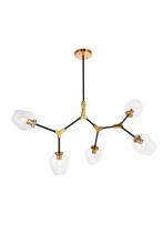 Elegant Lighting 1712D42LAB - Cavoli 5 light in Light Antique Brass and Flat Black Pendant