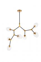 Elegant Lighting 1712G57LAB - Cavoli 7 light in Light Antique Brass and Flat Black Pendant