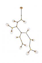 Elegant Lighting 1712G73LAB - Cavoli 11 light in Light Antique Brass and Flat Black Pendant
