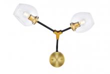Elegant Lighting 1712W26LAB - Cavoli 2 light in Light Antique Brass and Flat Black Wall sconce