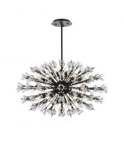 Elegant Lighting 2550D36BK - Vera 36 inch crystal starburst oval pendant in black