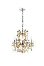 Elegant Lighting 2800D20GT-GT/RC - Maria Theresa 6 Light Golden Teak Pendant Golden Teak (Smoky) Royal Cut Crystal