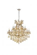 Elegant Lighting 2800D36GT-GT/RC - Maria Theresa 24 Light Golden Teak Chandelier Golden Teak (Smoky) Royal Cut Crystal