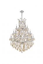Elegant Lighting 2800D38C-GT/RC - Maria Theresa 28 Light Chrome Chandelier Golden Teak (Smoky) Royal Cut Crystal