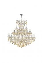 Elegant Lighting 2800G52C-GT/RC - Maria Theresa 41 Light Chrome Chandelier Golden Teak (Smoky) Royal Cut Crystal