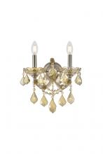 Elegant Lighting 2800W2GT-GT/RC - Maria Theresa 2 Light Golden Teak Wall Sconce Golden Teak (Smoky) Royal Cut Crystal