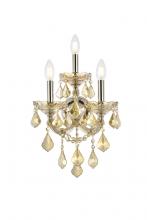 Elegant Lighting 2800W3GT-GT/RC - Maria Theresa 3 Light Golden Teak Wall Sconce Golden Teak (Smoky) Royal Cut Crystal