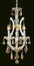 Elegant Lighting 2801D12C-GT/RC - Maria Theresa 4 Light Chrome Chandelier Golden Teak (Smoky) Royal Cut Crystal