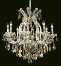 Elegant Lighting 2801D26C-GT/RC - Maria Theresa 9 Light Chrome Chandelier Golden Teak (Smoky) Royal Cut Crystal