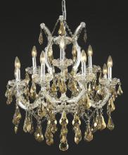Elegant Lighting 2801D27C-GT/RC - Maria Theresa 13 Light Chrome Chandelier Golden Teak (Smoky) Royal Cut Crystal