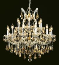 Elegant Lighting 2801D30C-GT/RC - Maria Theresa 19 Light Chrome Chandelier Golden Teak (Smoky) Royal Cut Crystal