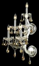 Elegant Lighting 2801W5C-GT/RC - Maria Theresa 5 Light Chrome Wall Sconce Golden Teak (Smoky) Royal Cut Crystal