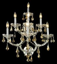 Elegant Lighting 2801W7C-GT/RC - Maria Theresa 7 Light Chrome Wall Sconce Golden Teak (Smoky) Royal Cut Crystal