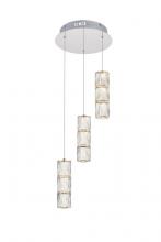 Elegant Lighting 3500D3RC - Polaris LED Light Chrome Pendant Clear Crystal
