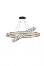 Elegant Lighting 3503D48BK - Monroe 48 inch LED oval double ring pendant in black