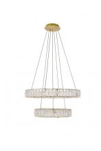 Elegant Lighting 3503G24G - Monroe Integrated LED Chip Light Gold Chandelier Clear Royal Cut Crystal