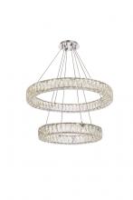 Elegant Lighting 3503G28C - Monroe 28 Inch LED Double Ring Chandelier in Chrome