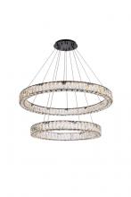Elegant Lighting 3503G36BK - Monroe 36 Inch LED Double Ring Chandelier in Black