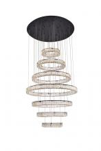 Elegant Lighting 3503G7LBK - Monroe 40 Inch LED Seven Ring Chandelier in Black