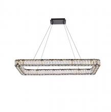 Elegant Lighting 3504D42L1BK - Monroe 42 Inch LED Single Rectangle Pendant in Black