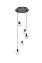 Elegant Lighting 3505G12BK - Eren 5 Lights Black Pendant