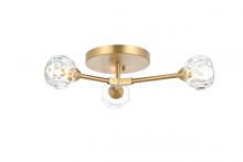 Elegant Lighting 3508F18G - Zayne 3 Light Flush Mount in Gold