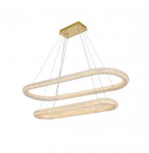 Elegant Lighting 3800G50L2SG - Bowen Hang L50.5"+L41" W20" H12"  LED 108W DIM 3CCT  Satin Gold