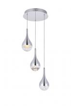 Elegant Lighting 3803D12C - Amherst Collection LED 3 - Light Chandelier 12in X 9in Chrome Finish