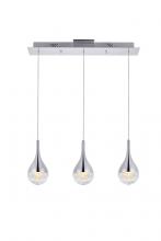 Elegant Lighting 3803D24C - Amherst Collection LED 3 - Light Chandelier 24in X 4in X 9in Chrome Finish