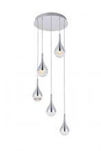 Elegant Lighting 3805D14C - Amherst Collection LED 5 - Light Chandelier 15in X 9in Chrome Finish