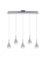 Elegant Lighting 3805D33C - Amherst Collection LED 5 - Light Chandelier 34in X 4in X 9in Chrome Finish