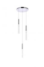 Elegant Lighting 5203D12C - Ruelle 3 Lights Chrome Pendant