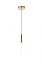 Elegant Lighting 5203D5G - Ruelle 1 Light Gold Pendant