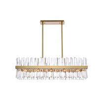 Elegant Lighting 6200G42SG - Serephina 42 Inch Crystal Rectangle Chandelier Light in Satin Gold