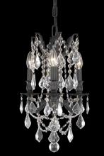 Elegant Lighting 9203D13DB-GT/RC - Rosalia 3 Light Dark Bronze Pendant Golden Teak (Smoky) Royal Cut Crystal