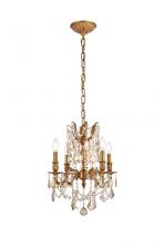 Elegant Lighting 9204D17FG-GT/RC - Rosalia 4 Light French Gold Pendant Golden Teak (Smoky) Royal Cut Crystal