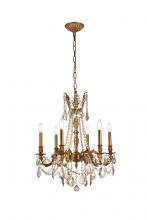 Elegant Lighting 9206D23FG-GT/RC - Rosalia 6 Light French Gold Chandelier Golden Teak (Smoky) Royal Cut Crystal
