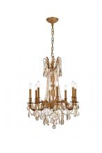 Elegant Lighting 9208D24FG-GT/RC - Rosalia 8 Light French Gold Chandelier Golden Teak (Smoky) Royal Cut Crystal