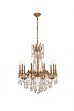 Elegant Lighting 9210D28FG-GT/RC - Rosalia 10 Light French Gold Chandelier Golden Teak (Smoky) Royal Cut Crystal