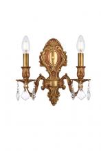 Elegant Lighting 9602W10FG/RC - Monarch 2 Light French Gold Wall Sconce Clear Royal Cut Crystal