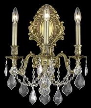 Elegant Lighting 9603W14FG/RC - Monarch 3 Light French Gold Wall Sconce Clear Royal Cut Crystal