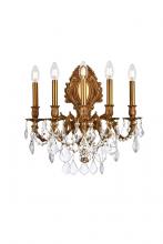 Elegant Lighting 9605W21FG/RC - Monarch 5 Light French Gold Wall Sconce Clear Royal Cut Crystal