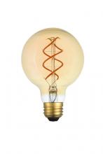 Elegant Lighting G25LED302-6PK - LED Decorative Helix Vertical 2000k Nostaligic Filament 6 Watts 300 Lumens Amber Tint G25 Lt Bulb