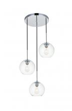 Elegant Lighting LD2208C - Baxter 3 Lights Chrome Pendant With Clear Glass