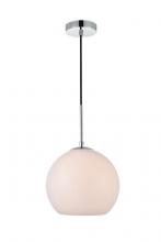 Elegant Lighting LD2213C - Baxter 1 Light Chrome Pendant With Frosted White Glass